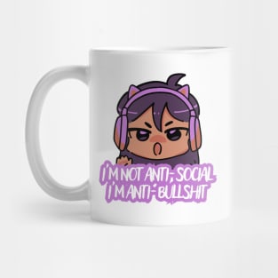 Gamer Girl in Headphones "I'm Not Anti-Social, I'm Anti Bullshit" Mug